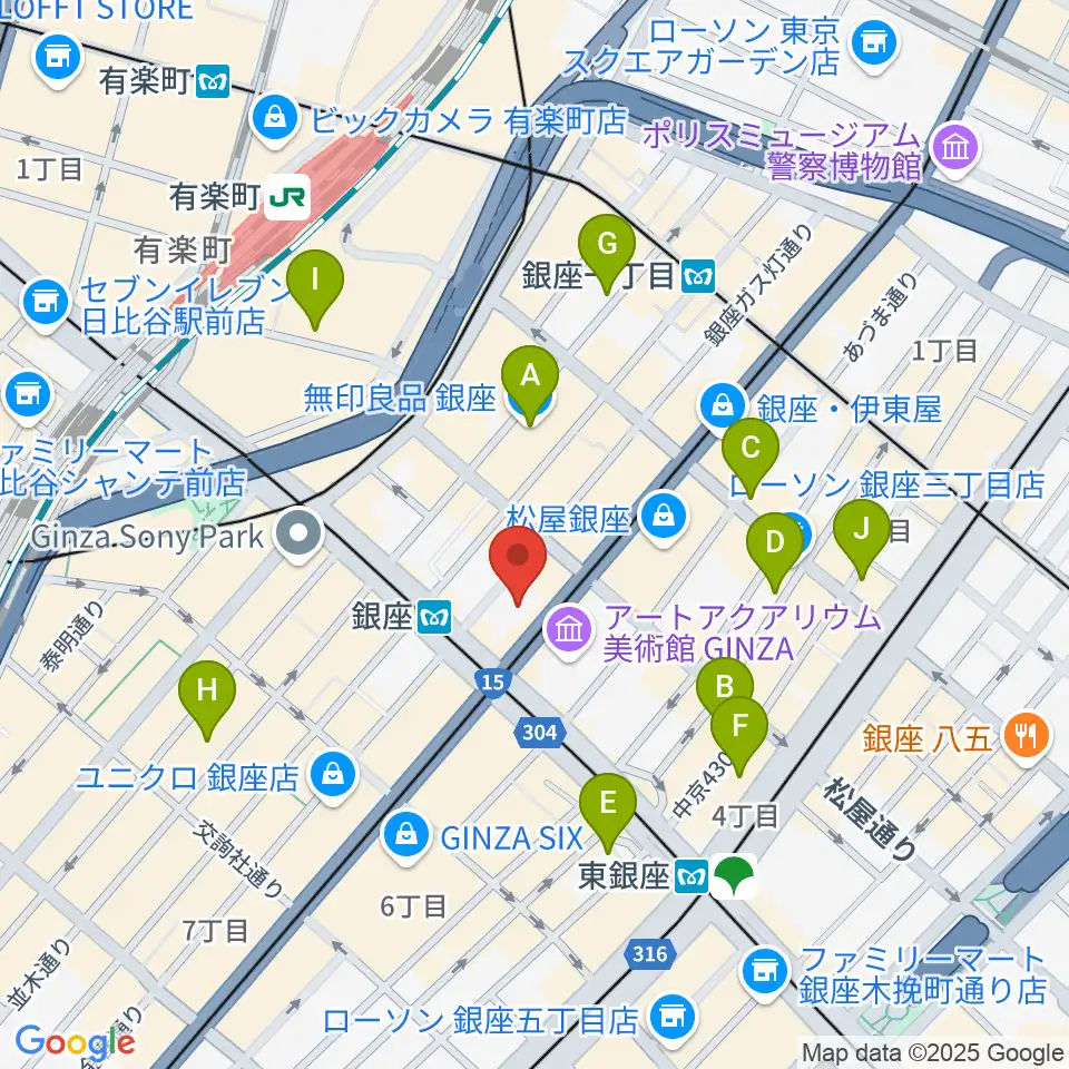 山野楽器 銀座本店周辺のホテル一覧地図