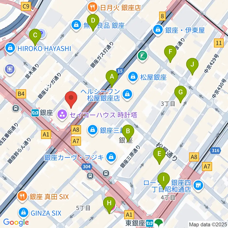 山野楽器 銀座本店周辺のホテル一覧地図