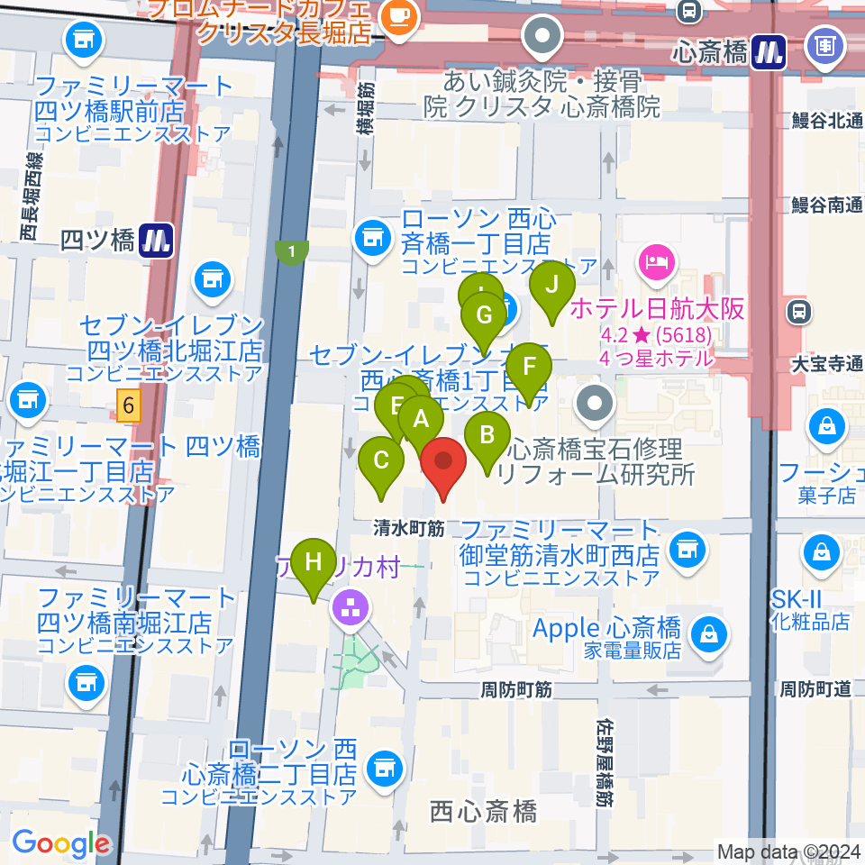 イケベ楽器店プレミアムギターズ周辺のホテル一覧地図