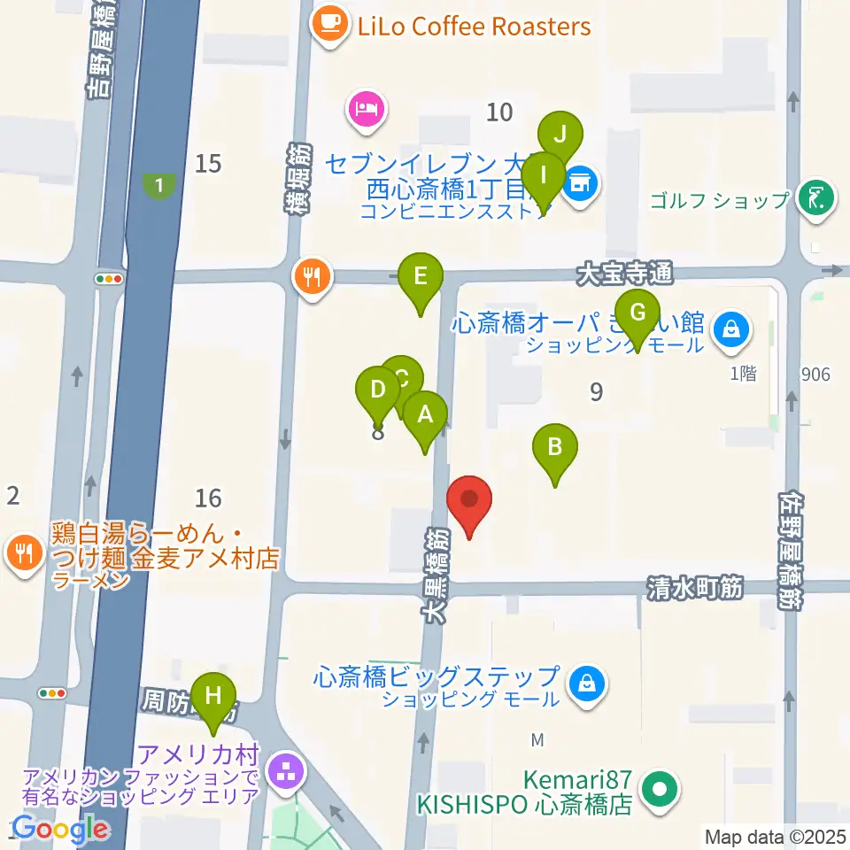 イケベ楽器店プレミアムギターズ周辺のホテル一覧地図