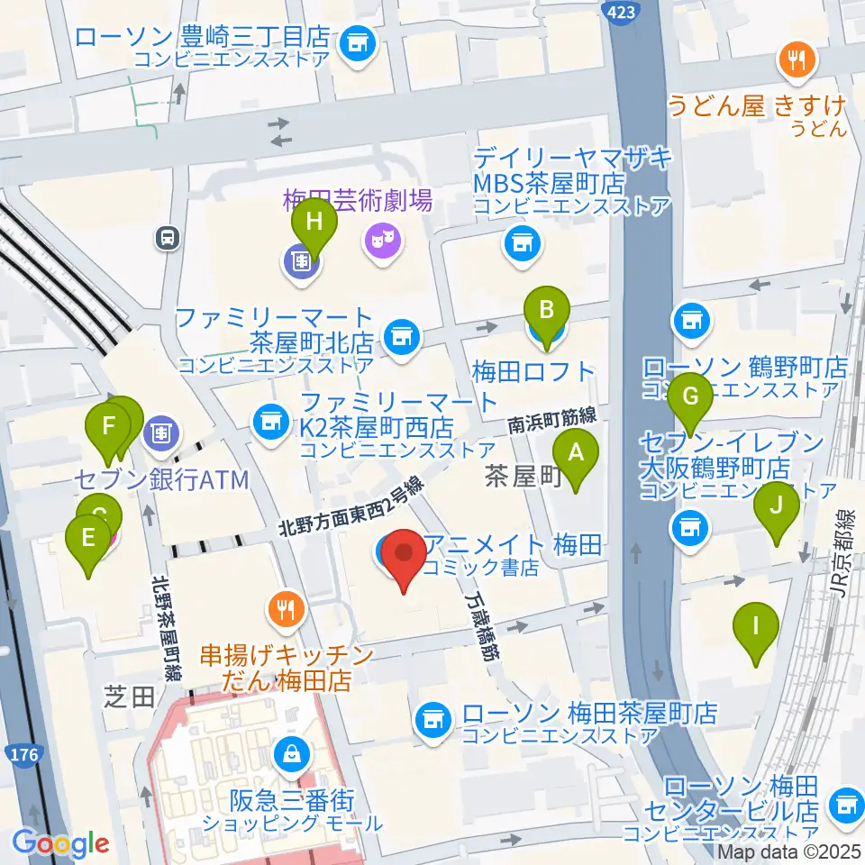 イシバシ楽器 梅田店周辺のホテル一覧地図