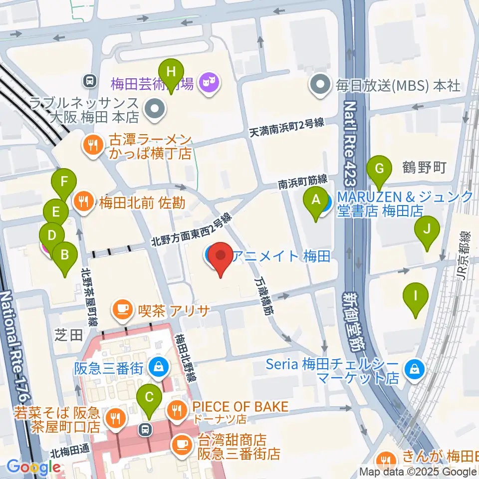 イシバシ楽器 梅田店周辺のホテル一覧地図