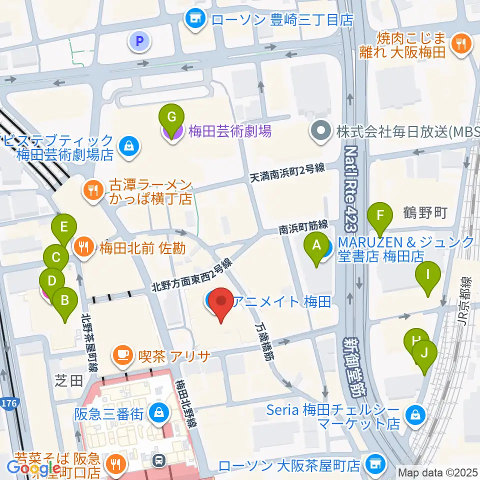 イシバシ楽器 梅田店周辺のホテル一覧地図