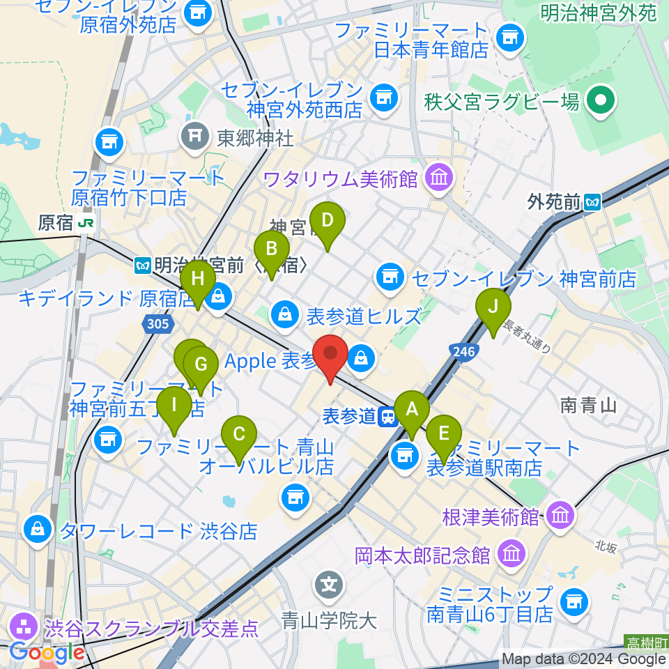 カワイ表参道周辺のホテル一覧地図