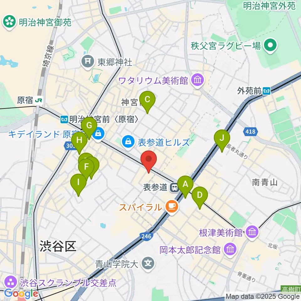 カワイ表参道周辺のホテル一覧地図