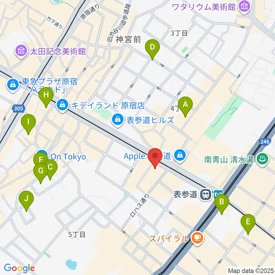 カワイ表参道周辺のホテル一覧地図