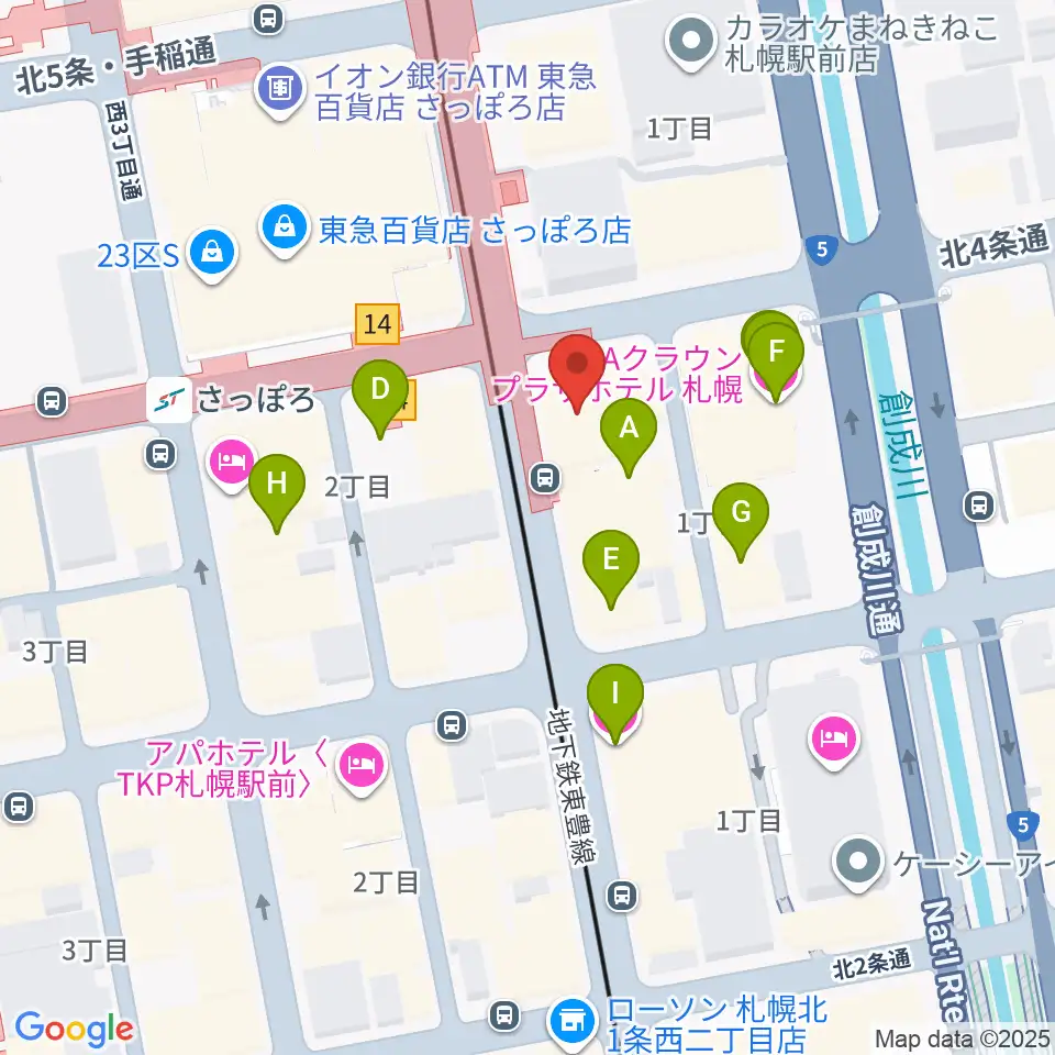 カワイ札幌周辺のホテル一覧地図