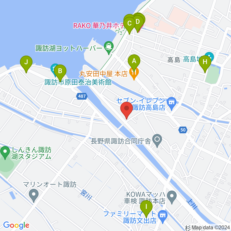 琴光堂和楽器店 諏訪店周辺のホテル一覧地図