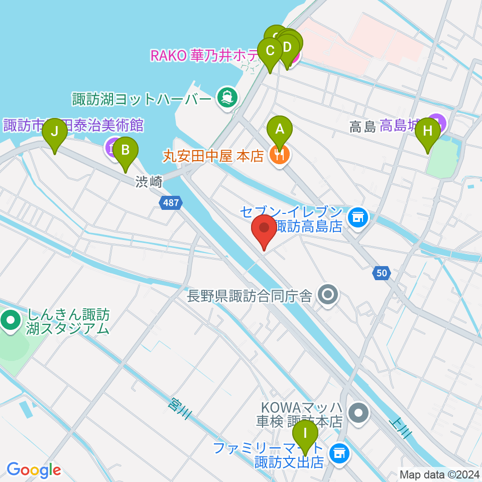 琴光堂和楽器店 諏訪店周辺のホテル一覧地図