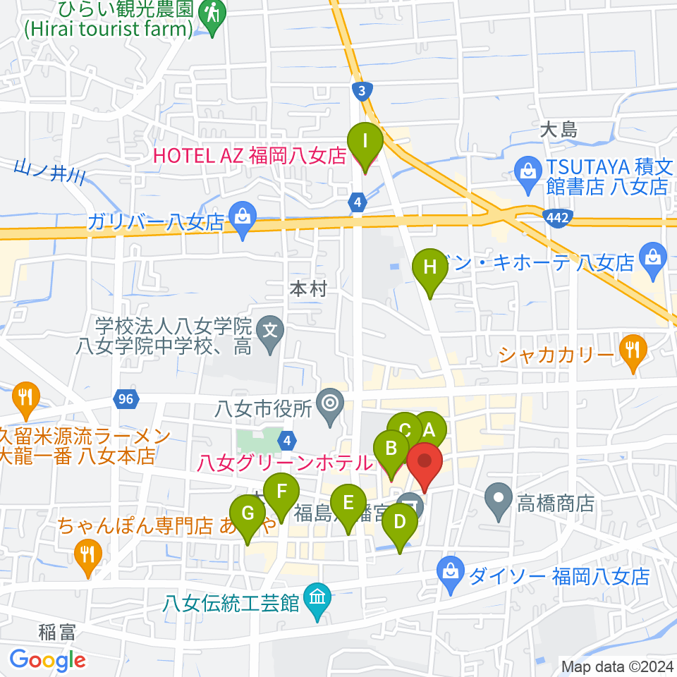 志げとみ楽器店周辺のホテル一覧地図