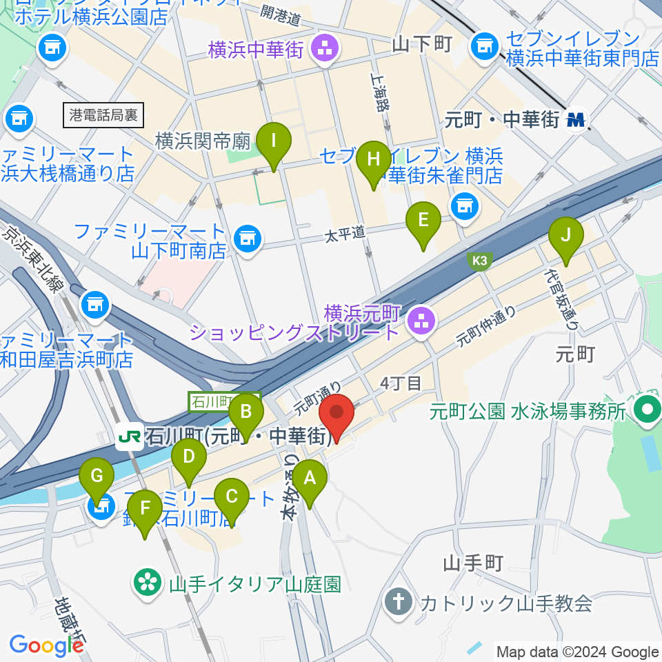 元町弦楽器 LA CANTINA周辺のホテル一覧地図