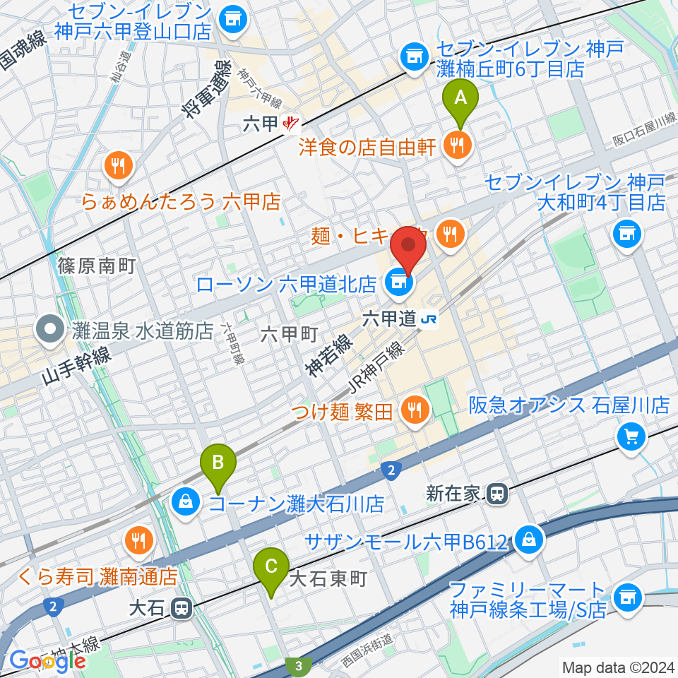 音楽練習室スタジオアコースティック周辺のホテル一覧地図