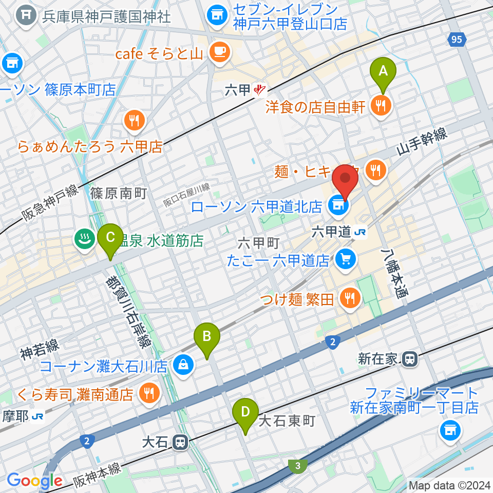 音楽練習室スタジオアコースティック周辺のホテル一覧地図