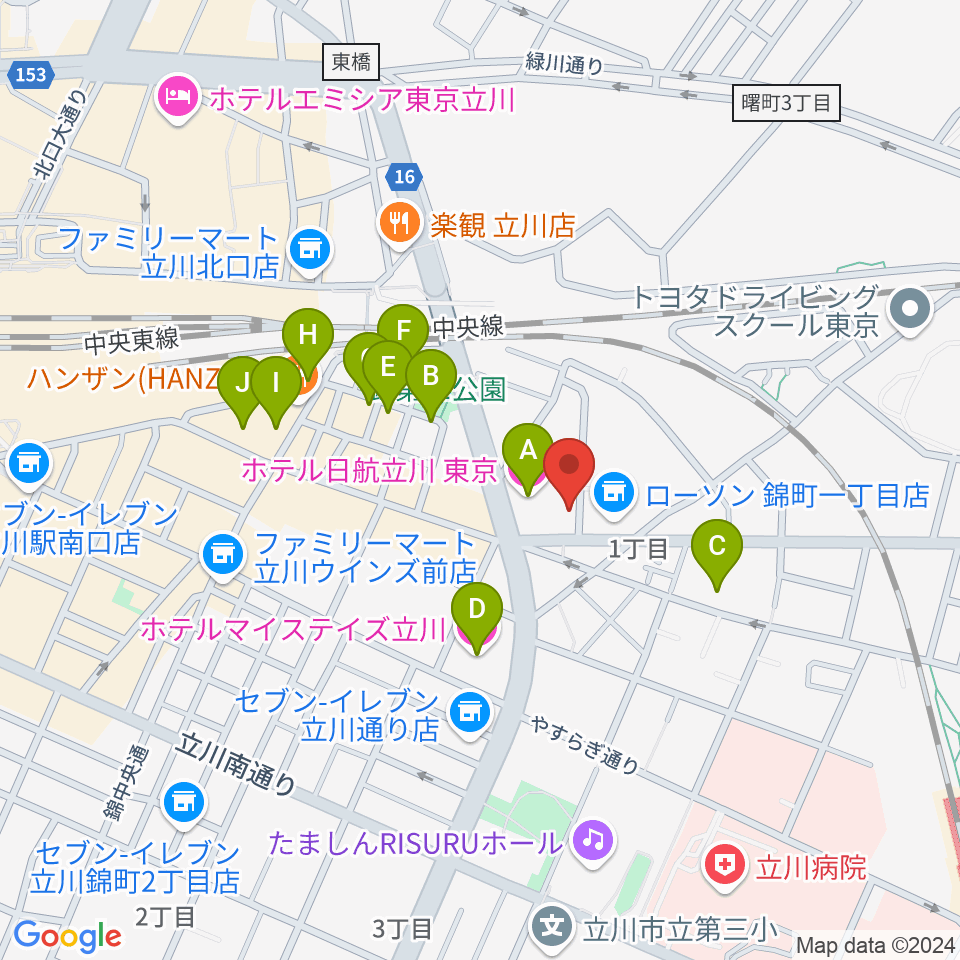 日本和楽器製造周辺のホテル一覧地図