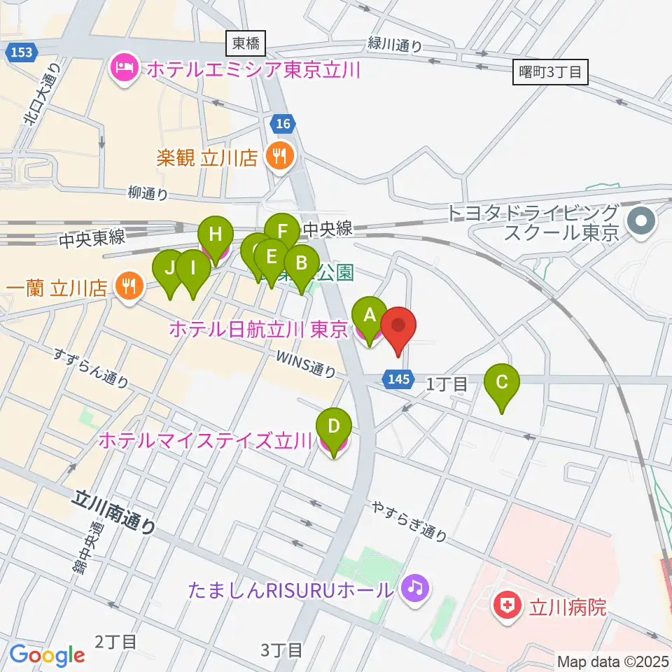日本和楽器製造周辺のホテル一覧地図