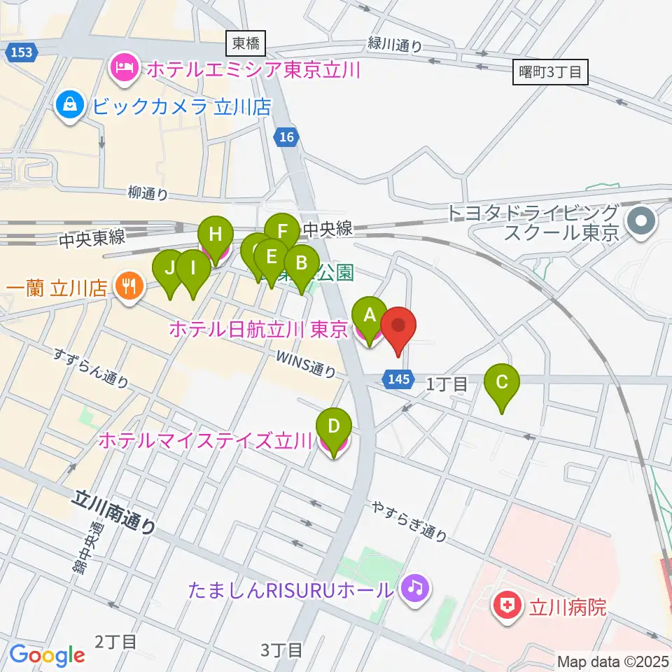 日本和楽器製造周辺のホテル一覧地図