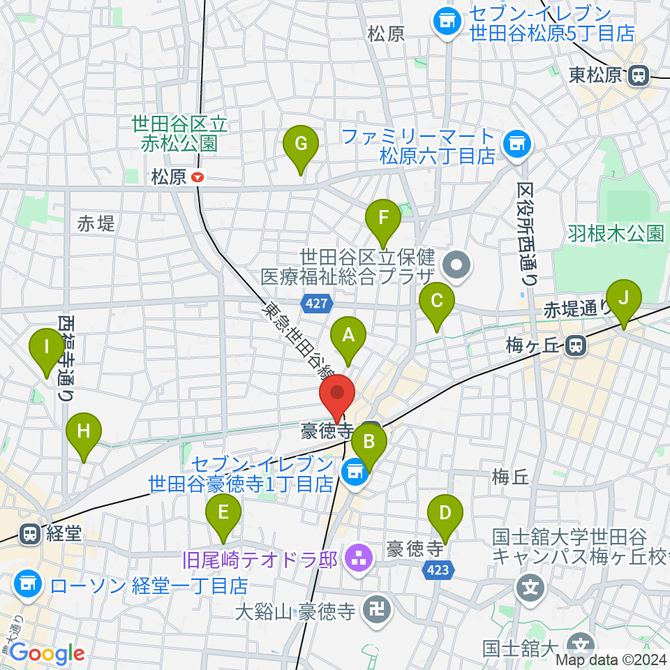 リューテリア・ガン周辺のホテル一覧地図