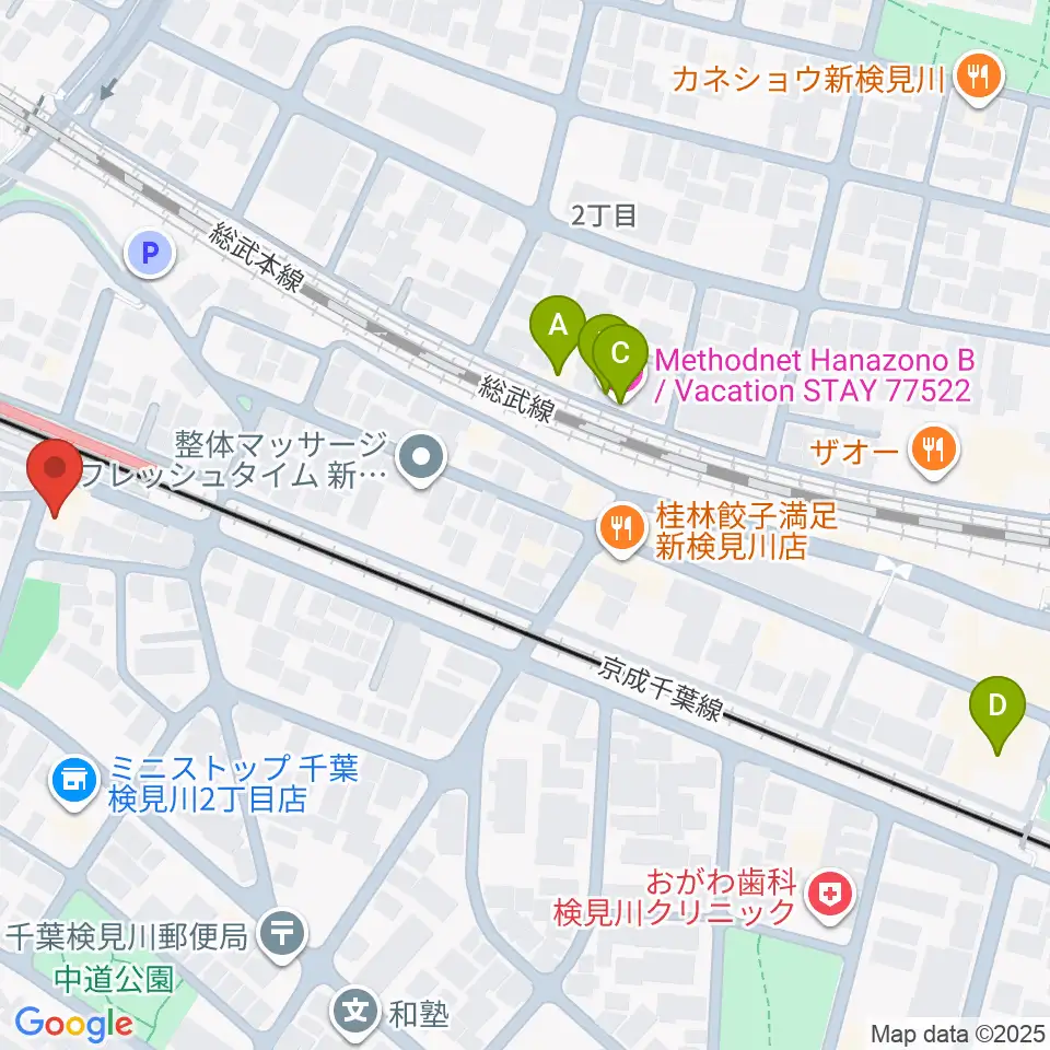 三味線駒吉周辺のホテル一覧地図
