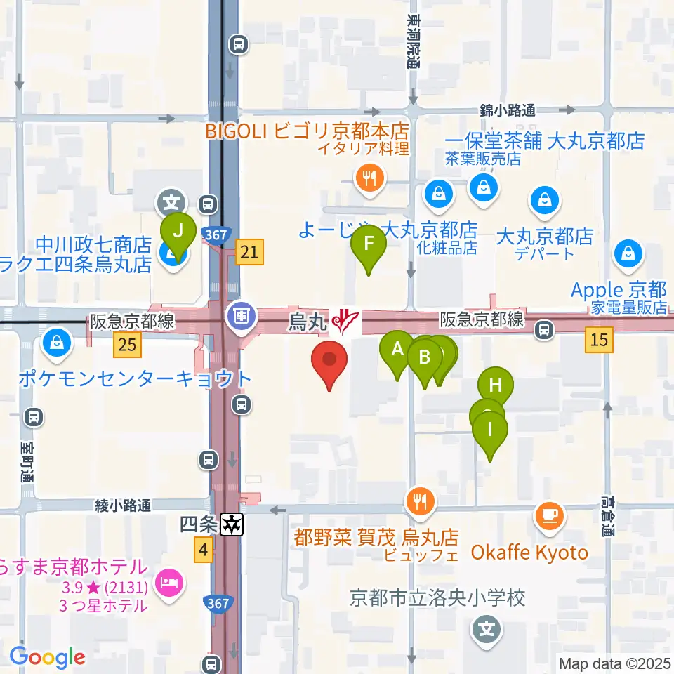 JEUGIAミュージックサロン四条周辺のホテル一覧地図