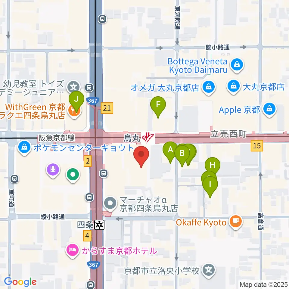 JEUGIAミュージックサロン四条周辺のホテル一覧地図