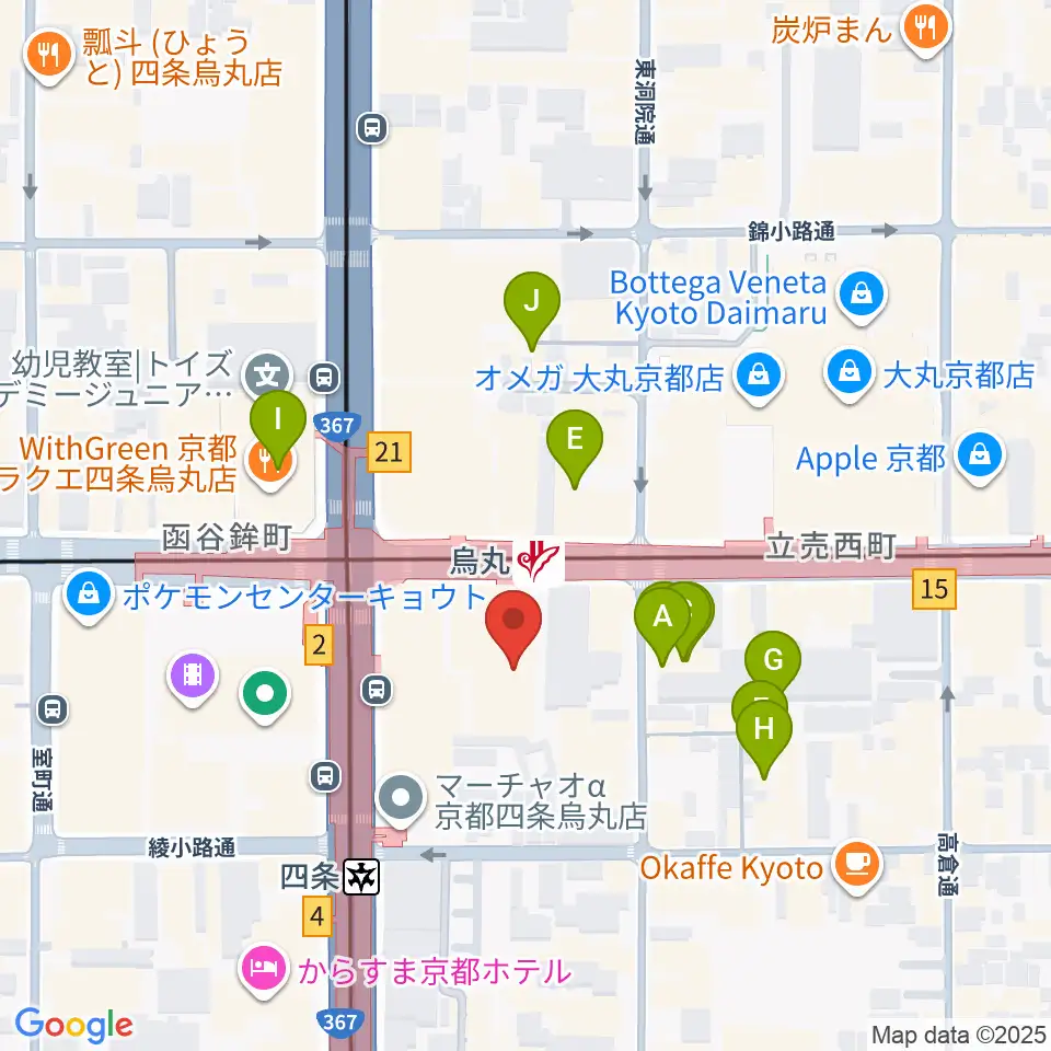 JEUGIAミュージックサロン四条周辺のホテル一覧地図