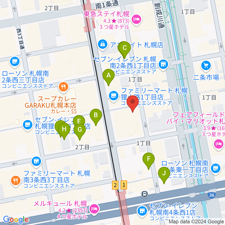 BIGBOSS札幌周辺のホテル一覧地図