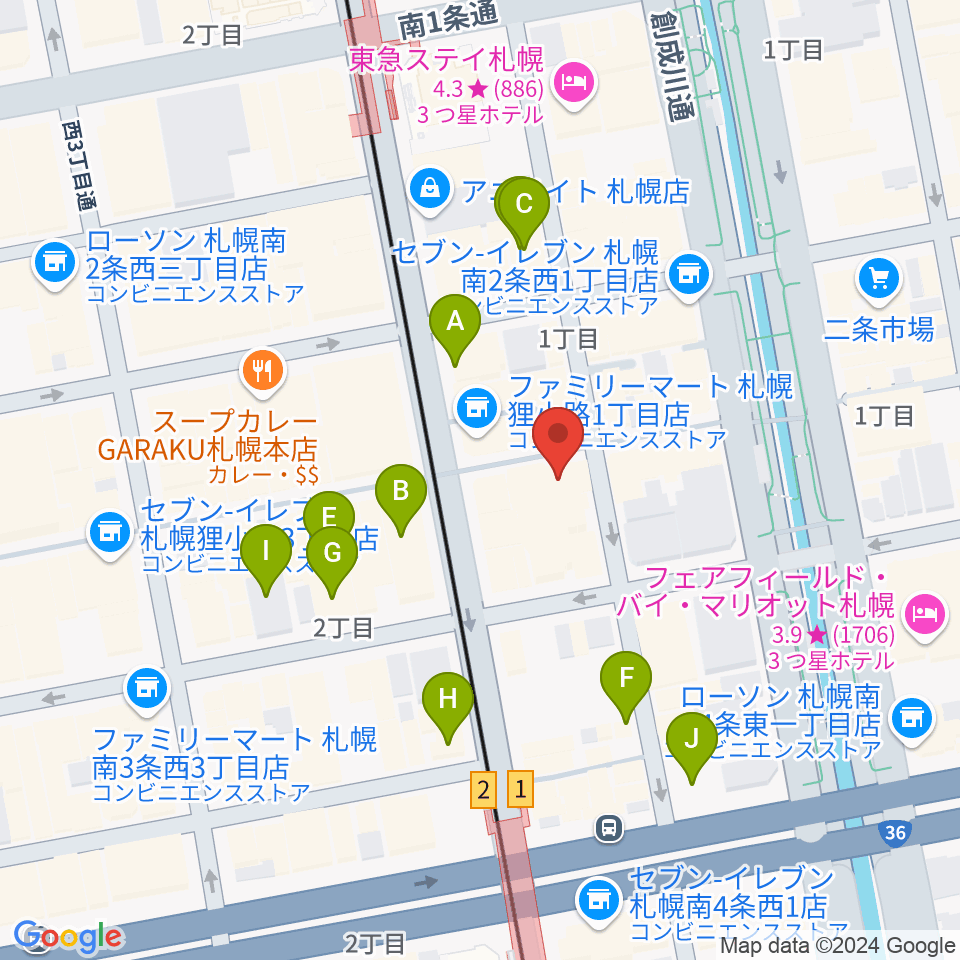 BIGBOSS札幌周辺のホテル一覧地図