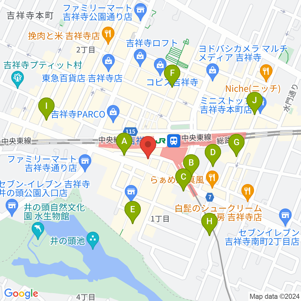 シアーミュージック 吉祥寺校周辺のホテル一覧地図