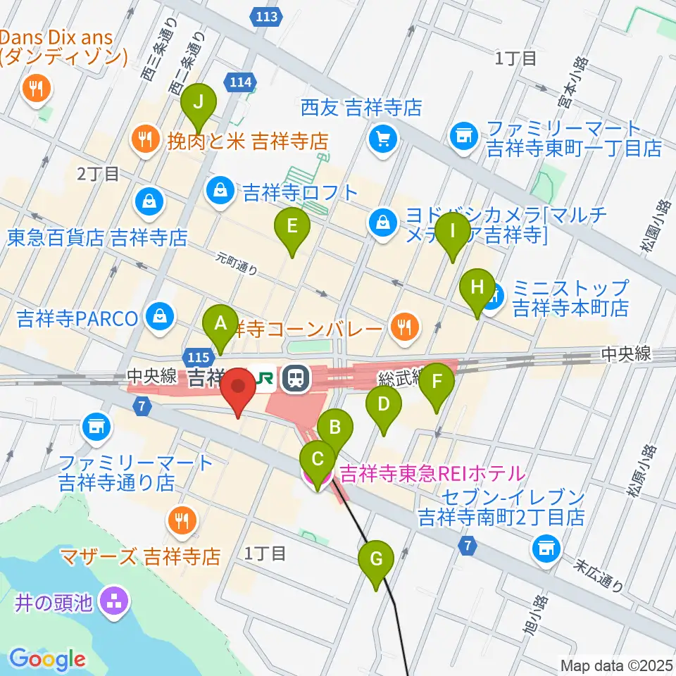 シアーミュージック 吉祥寺校周辺のホテル一覧地図