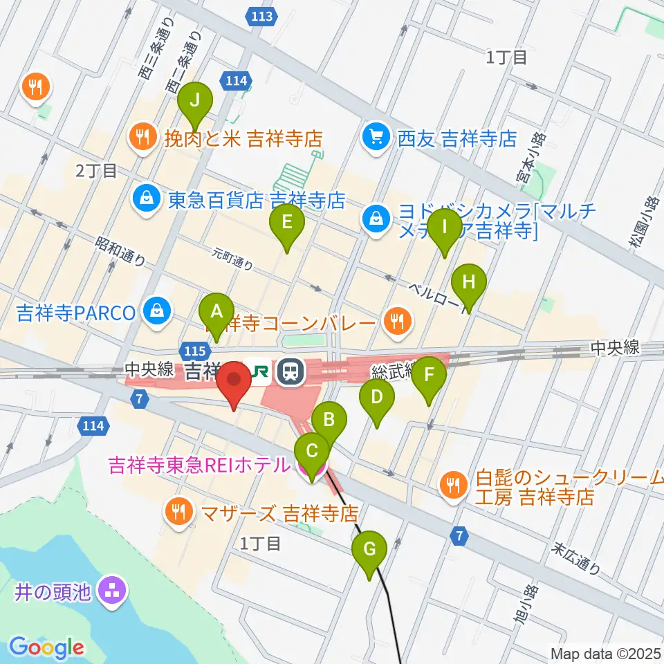シアーミュージック 吉祥寺校周辺のホテル一覧地図