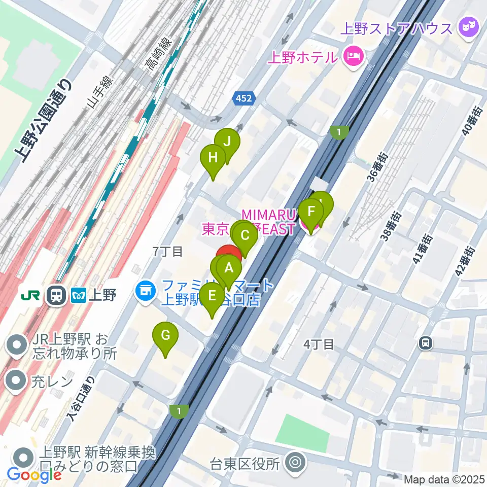 シアーミュージック 上野校周辺のホテル一覧地図