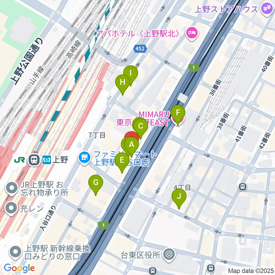 シアーミュージック 上野校周辺のホテル一覧地図