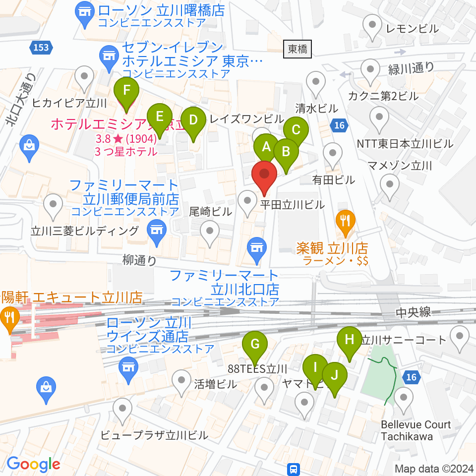 シアーミュージック立川校周辺のホテル一覧地図