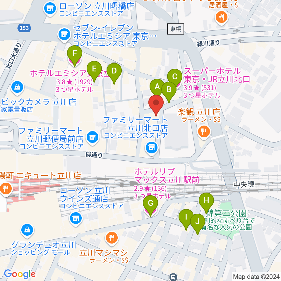 シアーミュージック立川校周辺のホテル一覧地図