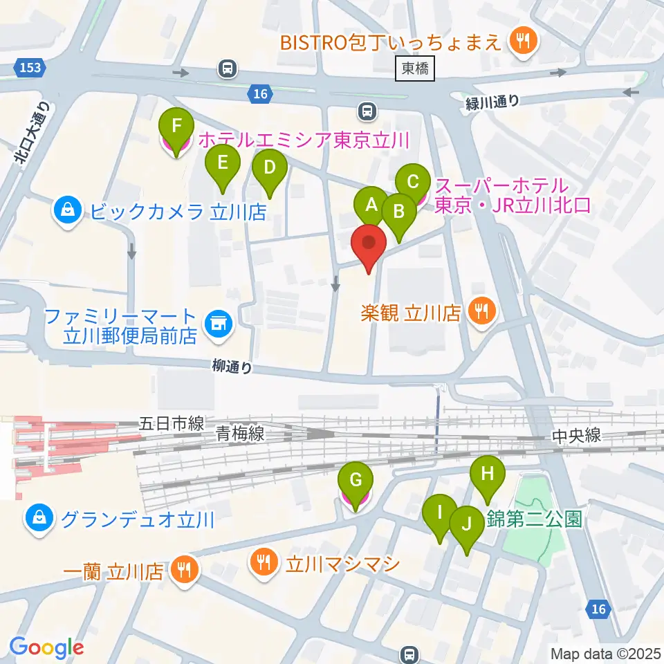 シアーミュージック立川校周辺のホテル一覧地図