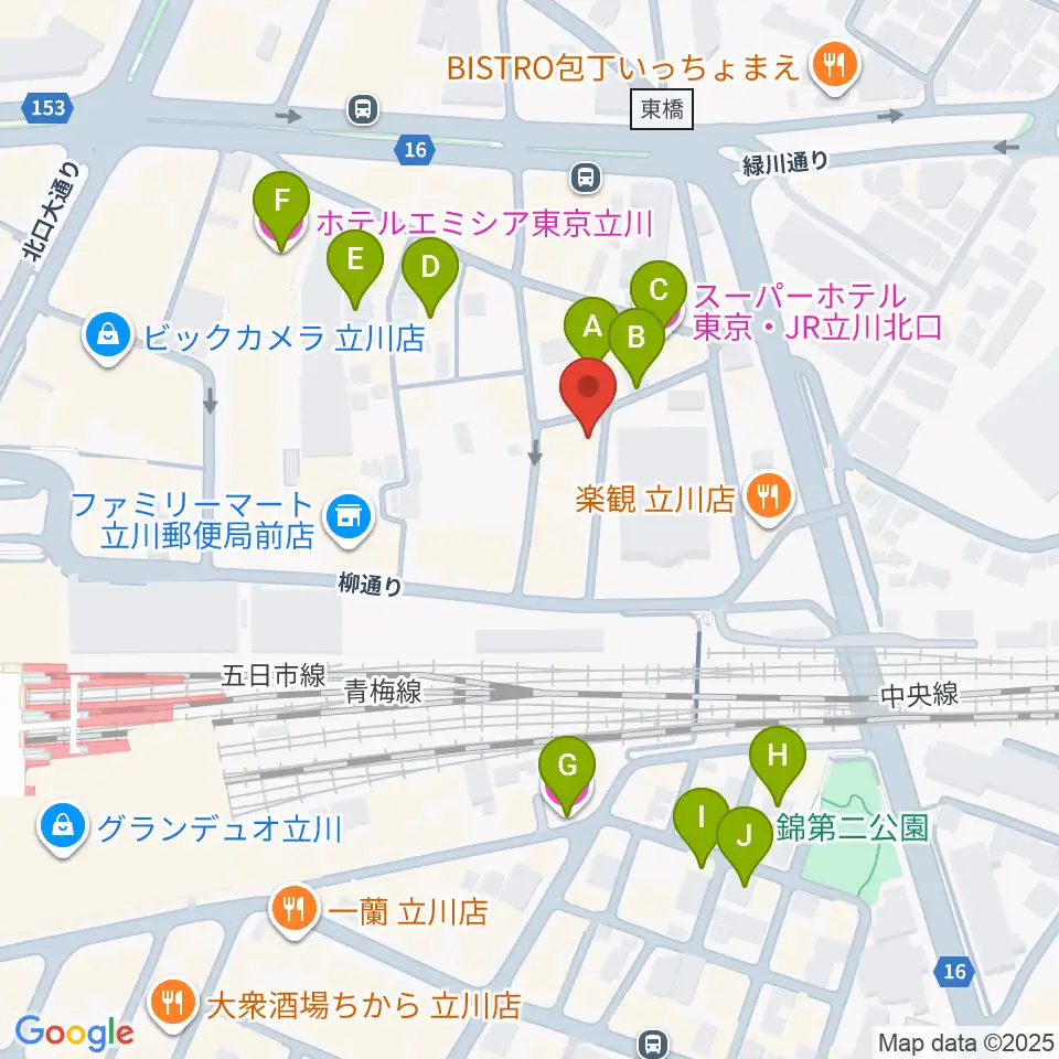 シアーミュージック立川校周辺のホテル一覧地図