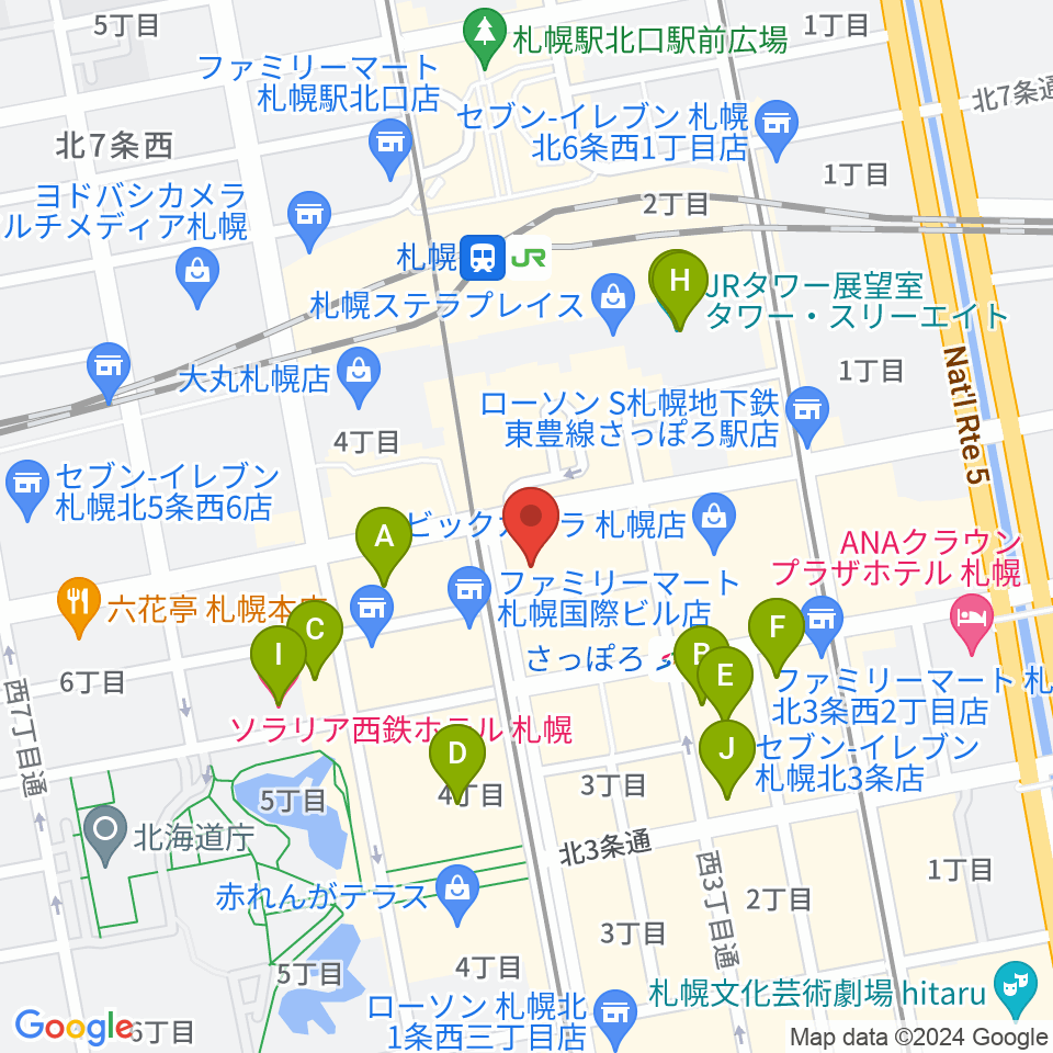 シアーミュージック 札幌校周辺のホテル一覧地図