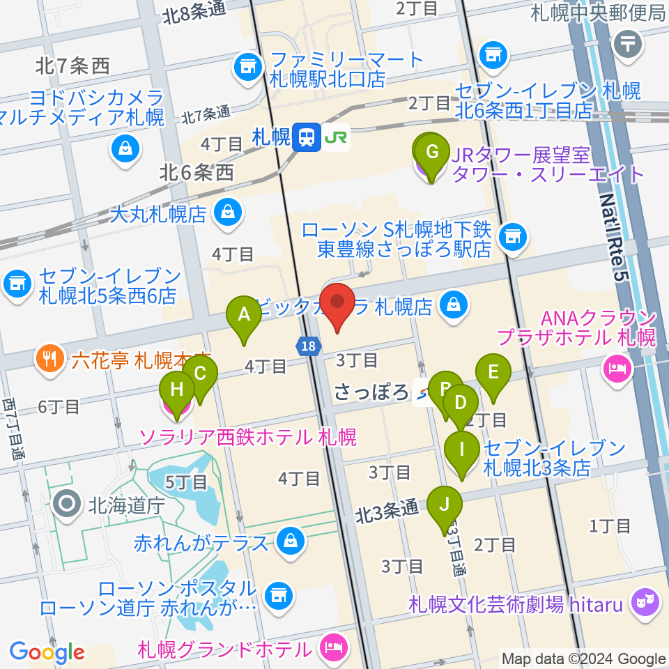 シアーミュージック 札幌校周辺のホテル一覧地図