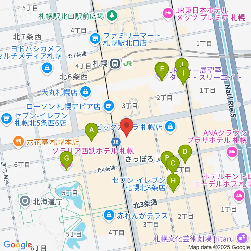シアーミュージック 札幌校周辺のホテル一覧地図