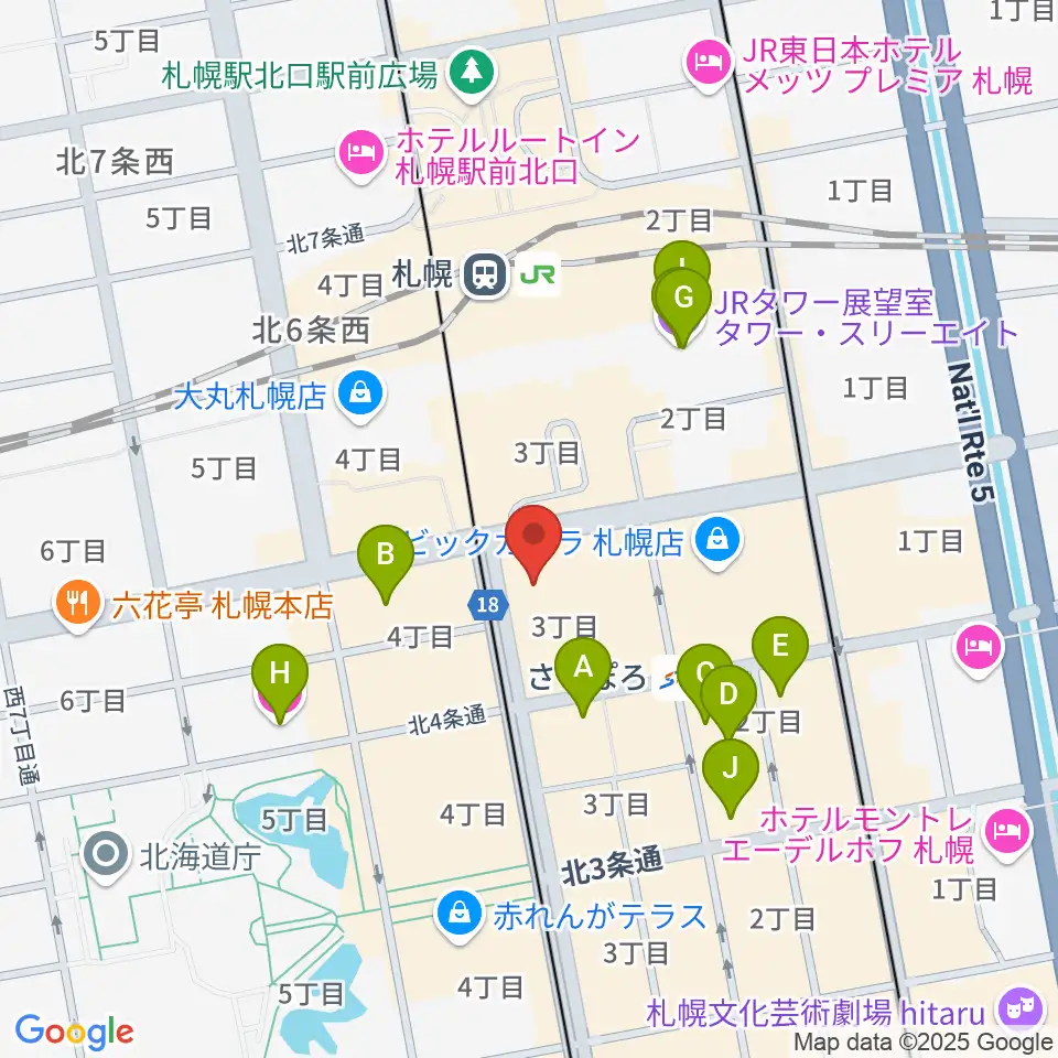 シアーミュージック 札幌校周辺のホテル一覧地図