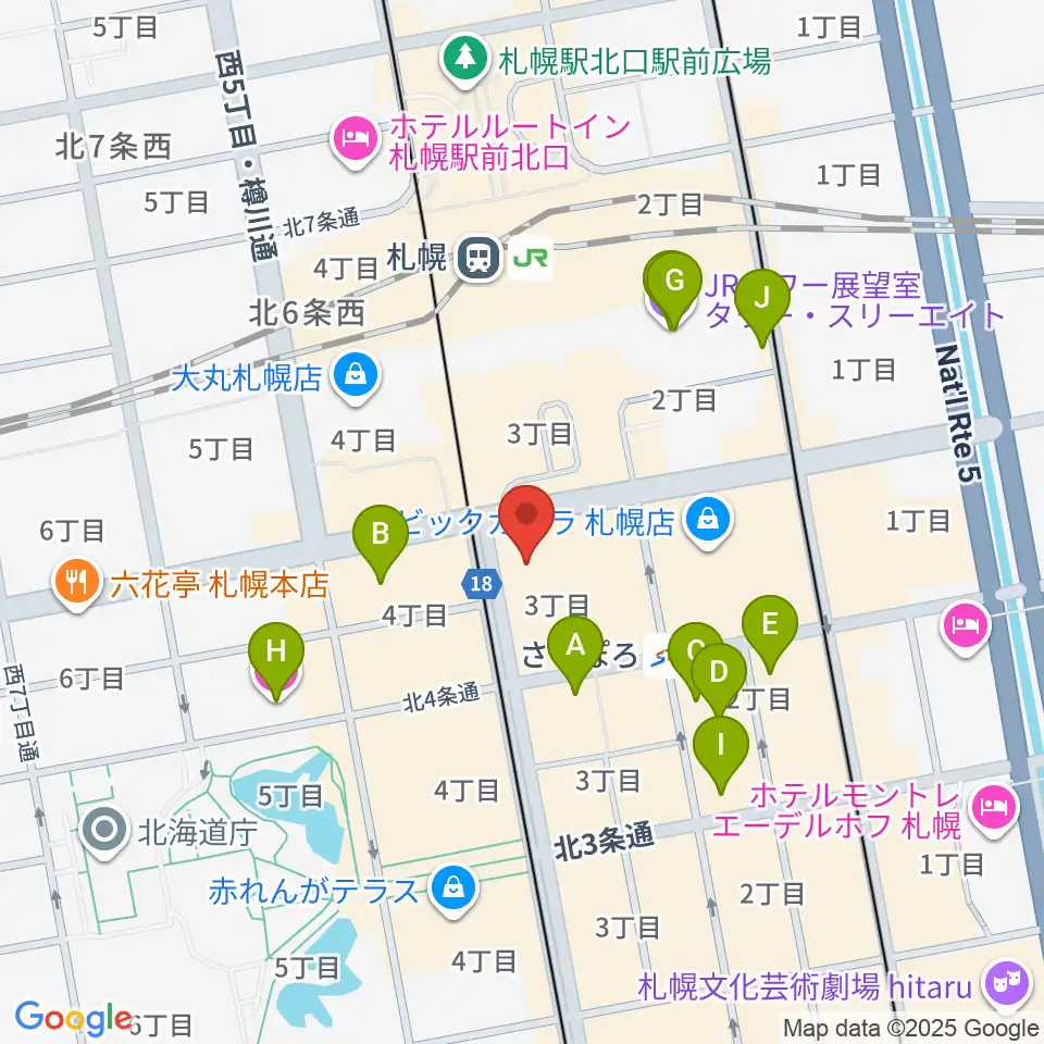 シアーミュージック 札幌校周辺のホテル一覧地図