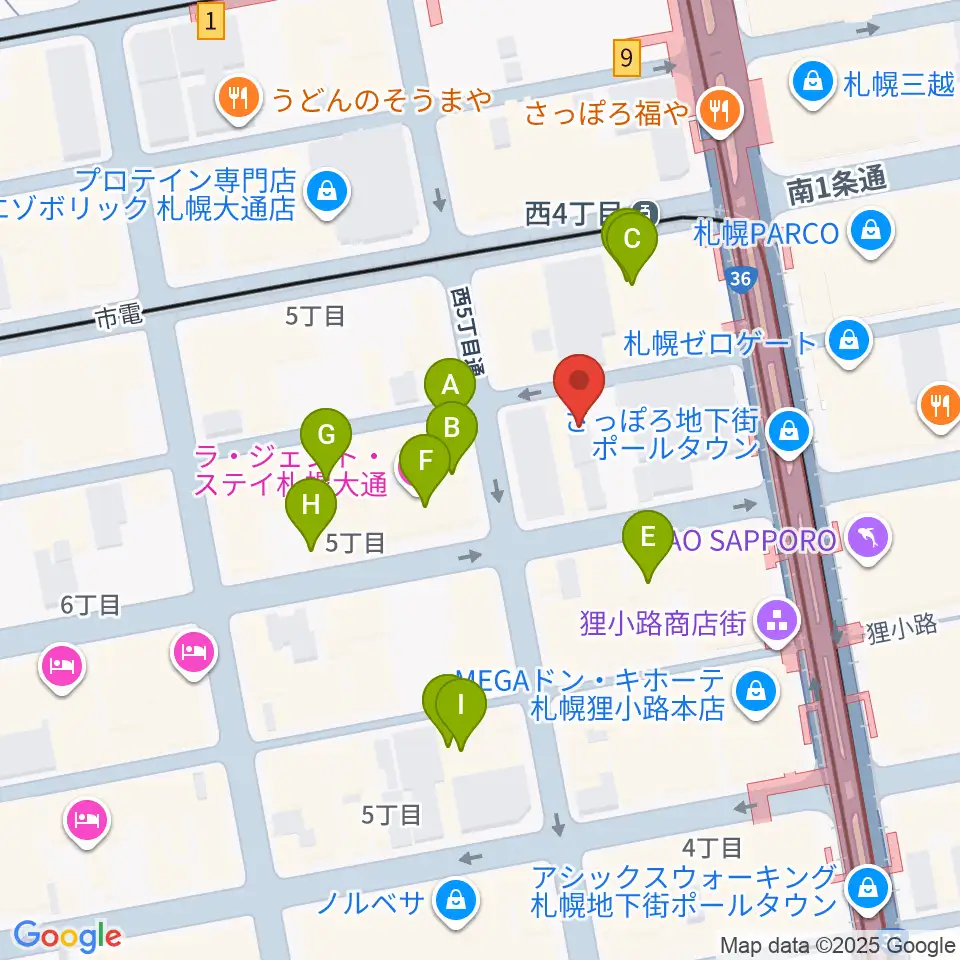 シアーミュージック 札幌校周辺のホテル一覧地図