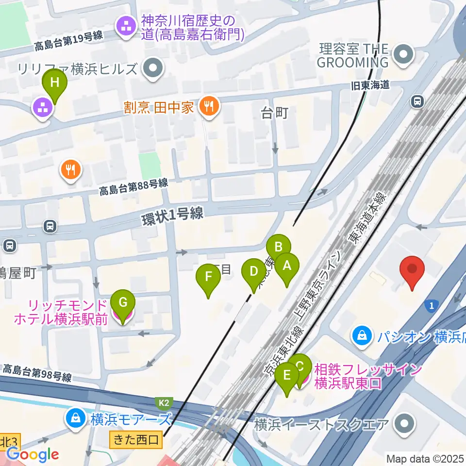 シアーミュージック 横浜校周辺のホテル一覧地図