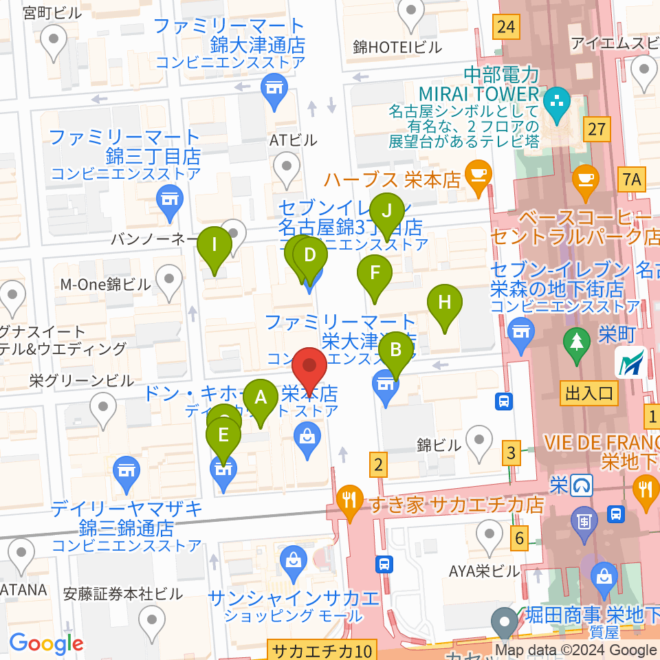 シアーミュージック 栄校周辺のホテル一覧地図