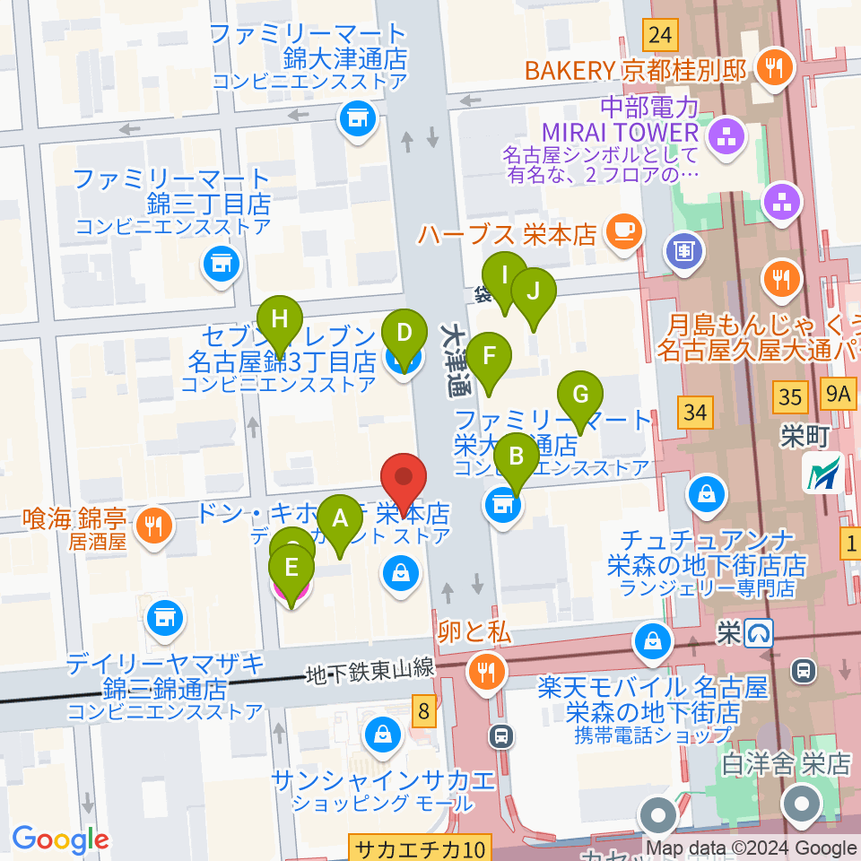 シアーミュージック 栄校周辺のホテル一覧地図