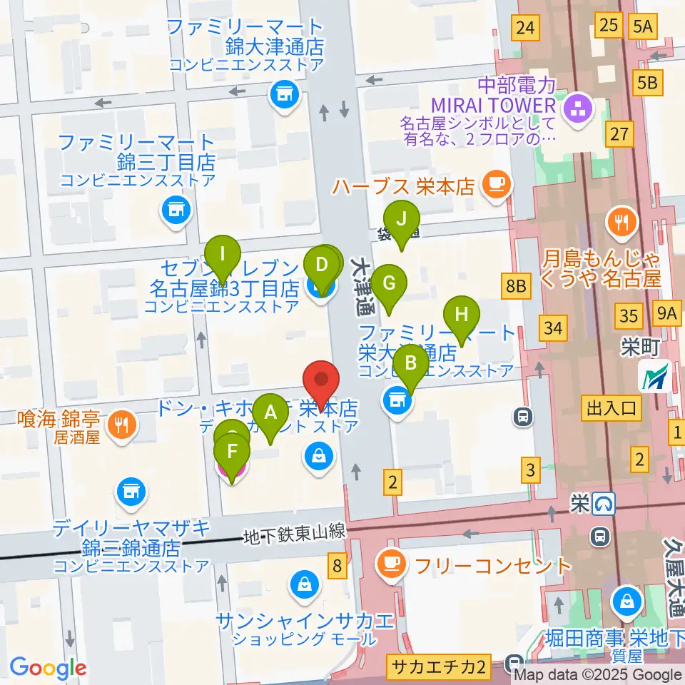 シアーミュージック 栄校周辺のホテル一覧地図