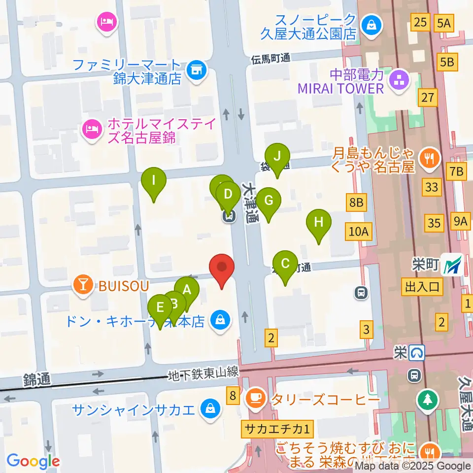 シアーミュージック 栄校周辺のホテル一覧地図