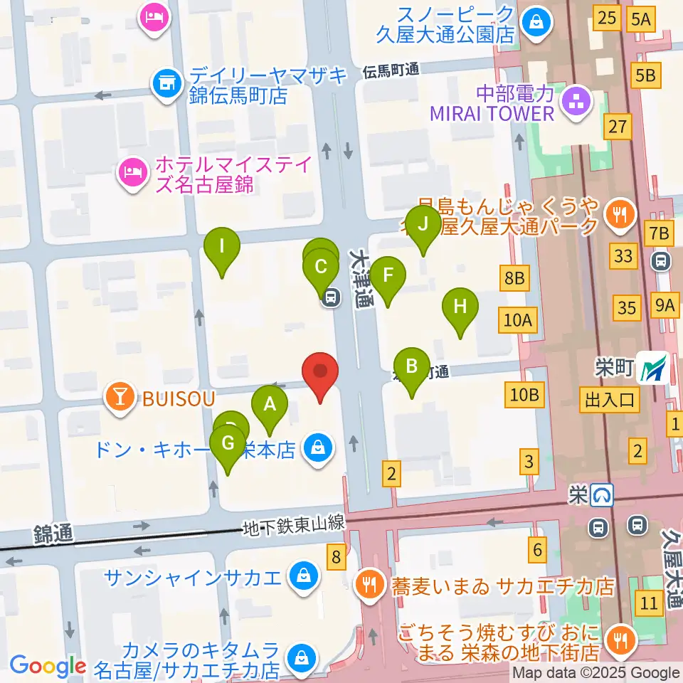 シアーミュージック 栄校周辺のホテル一覧地図