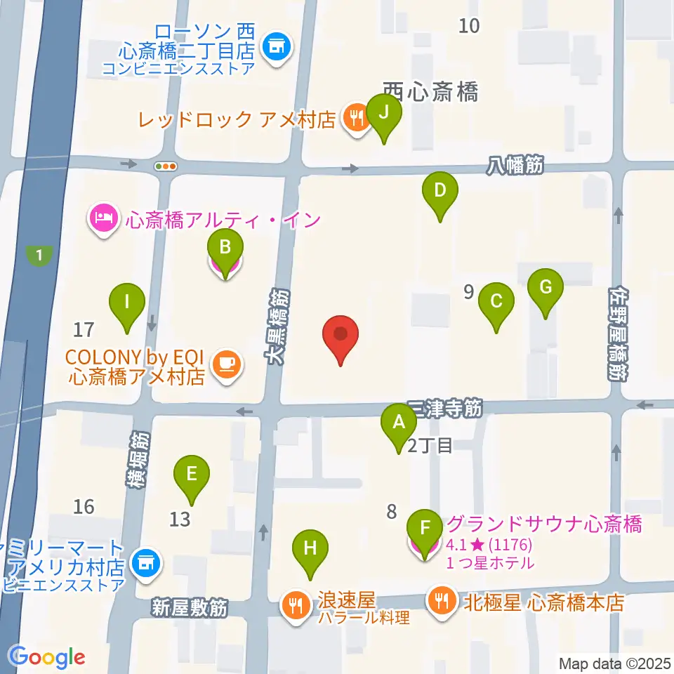 シアーミュージック なんば校周辺のホテル一覧地図