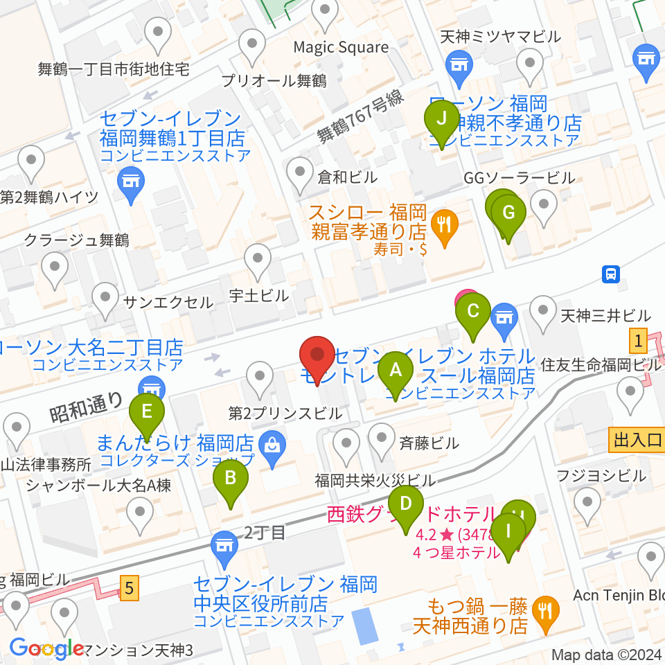 シアーミュージック福岡天神校周辺のホテル一覧地図